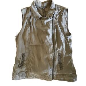 Michael Stars Anthropologie gray Sleeveless‎ 100% linen zip up vest sz S